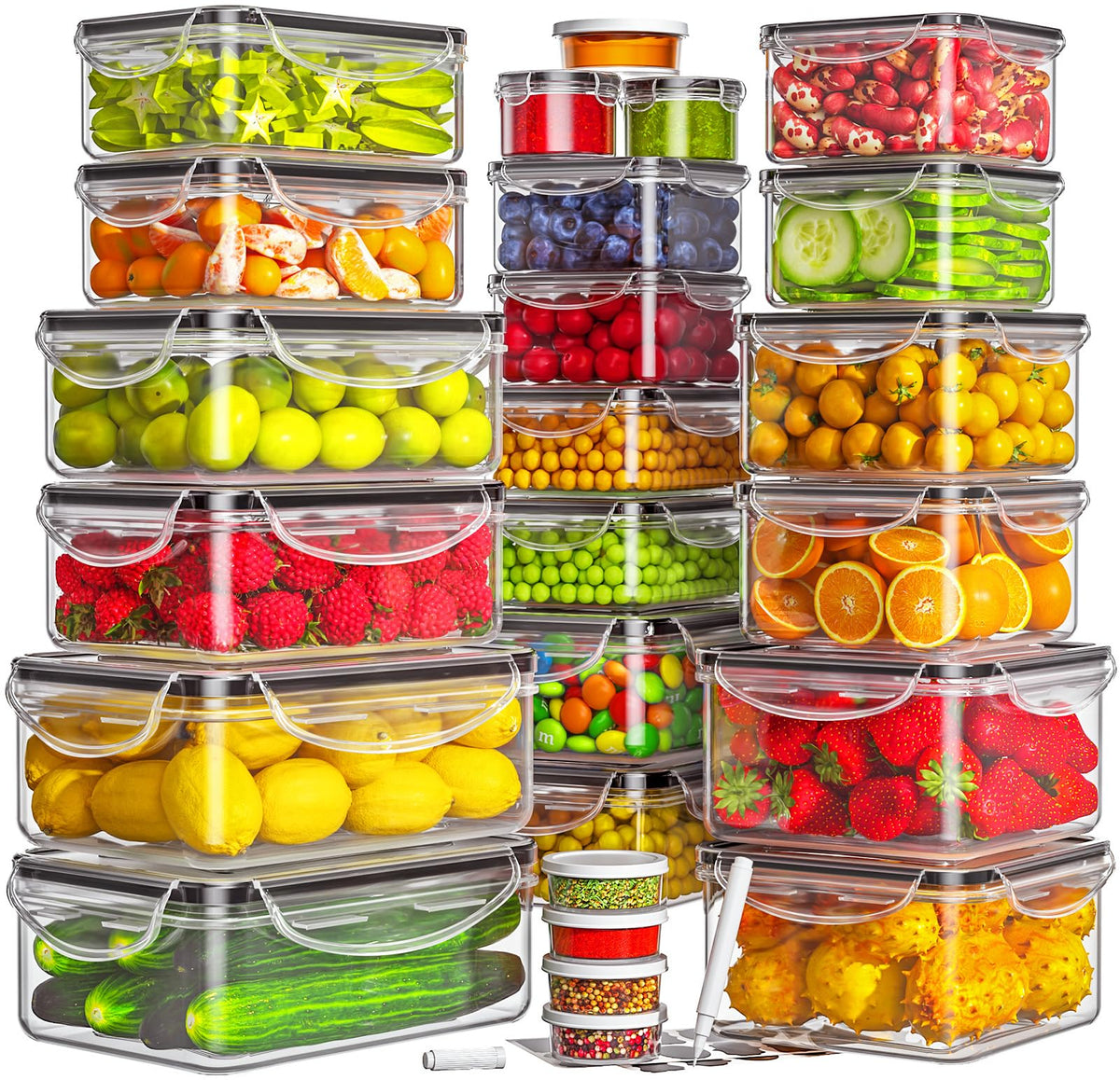 HOMETALL 50-piece airtight containers with lids for fresh meal prep.