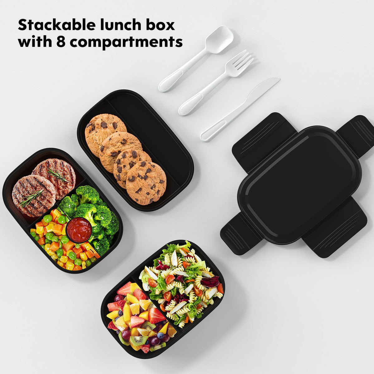 HOMETALL Bento Box with eight compartments for balanced portions at work or school