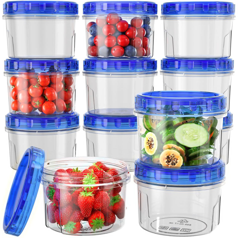 HOMETALL freezer container 12-pack 16oz with twist lid keeps sauces fresh and organized.