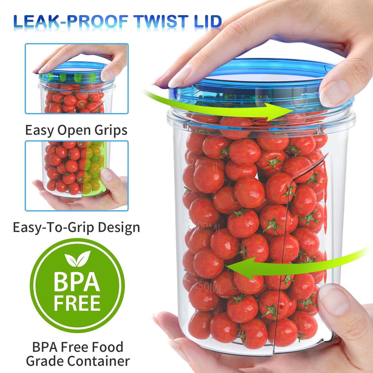 HOMETALL leakproof threaded lid closeup highlights spill protection.
