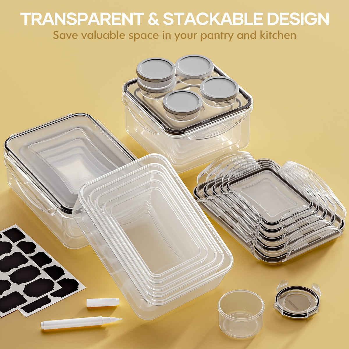 HOMETALL rectangular, square, and round containers for versatile meal prep.