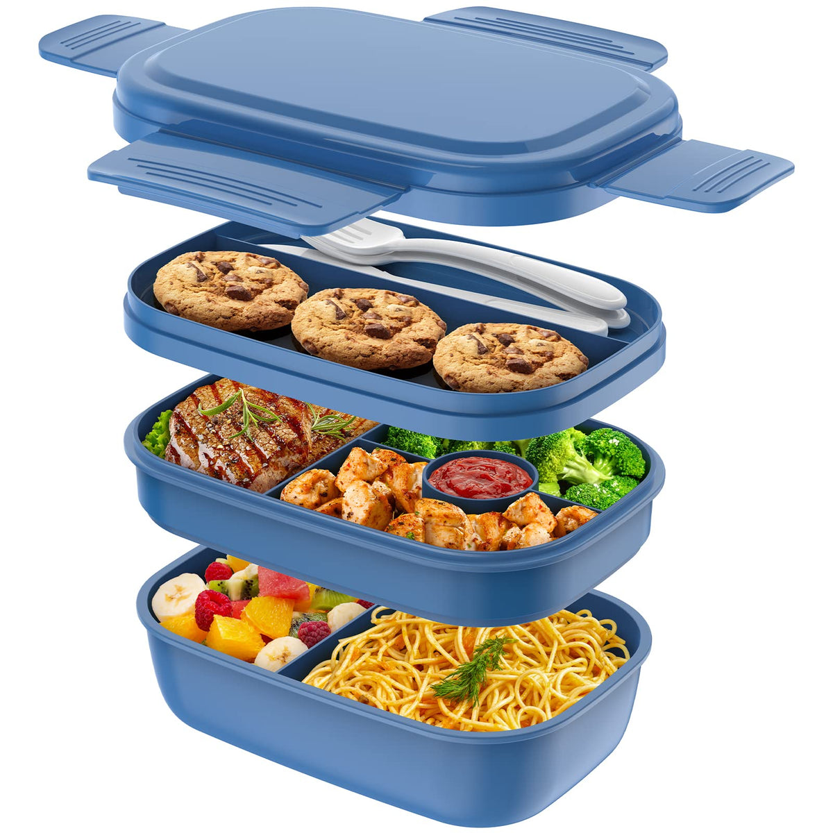 HOMETALL stackable bento box 1900ml shows spacious lunch capacity