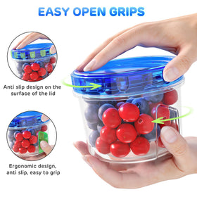 HOMETALL stackable freezer containers help organize shelves and save kitchen space.