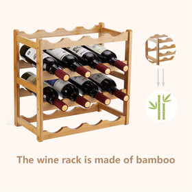 Homevany Bamboo Wine Rack complements home decor with a stylish retro finish.
