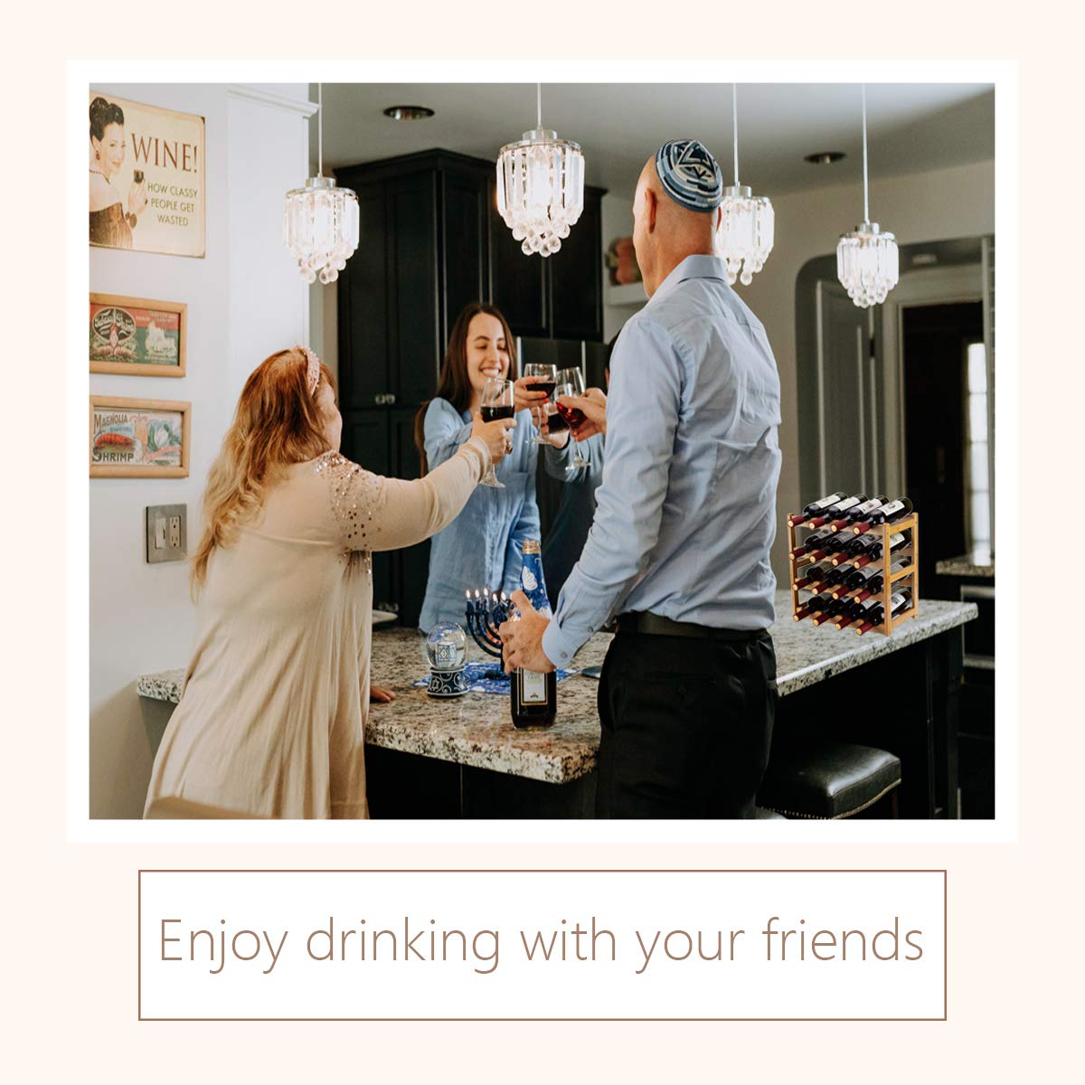 Homevany Bamboo Wine Rack demonstrates space-saving design for compact kitchens.