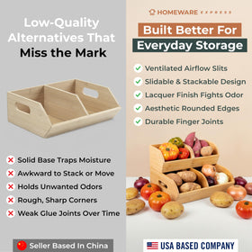 Homeware Express bamboo bin handles closeup reveals easy lifting.