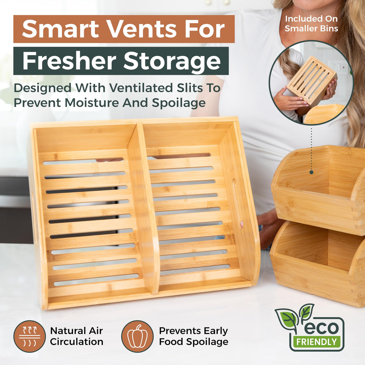 Homeware Express bamboo bin large front highlights spacious pantry organization.