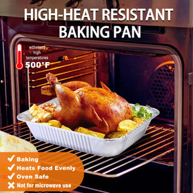 Homewarm foil pans stacked display for organized prep and easy storage.