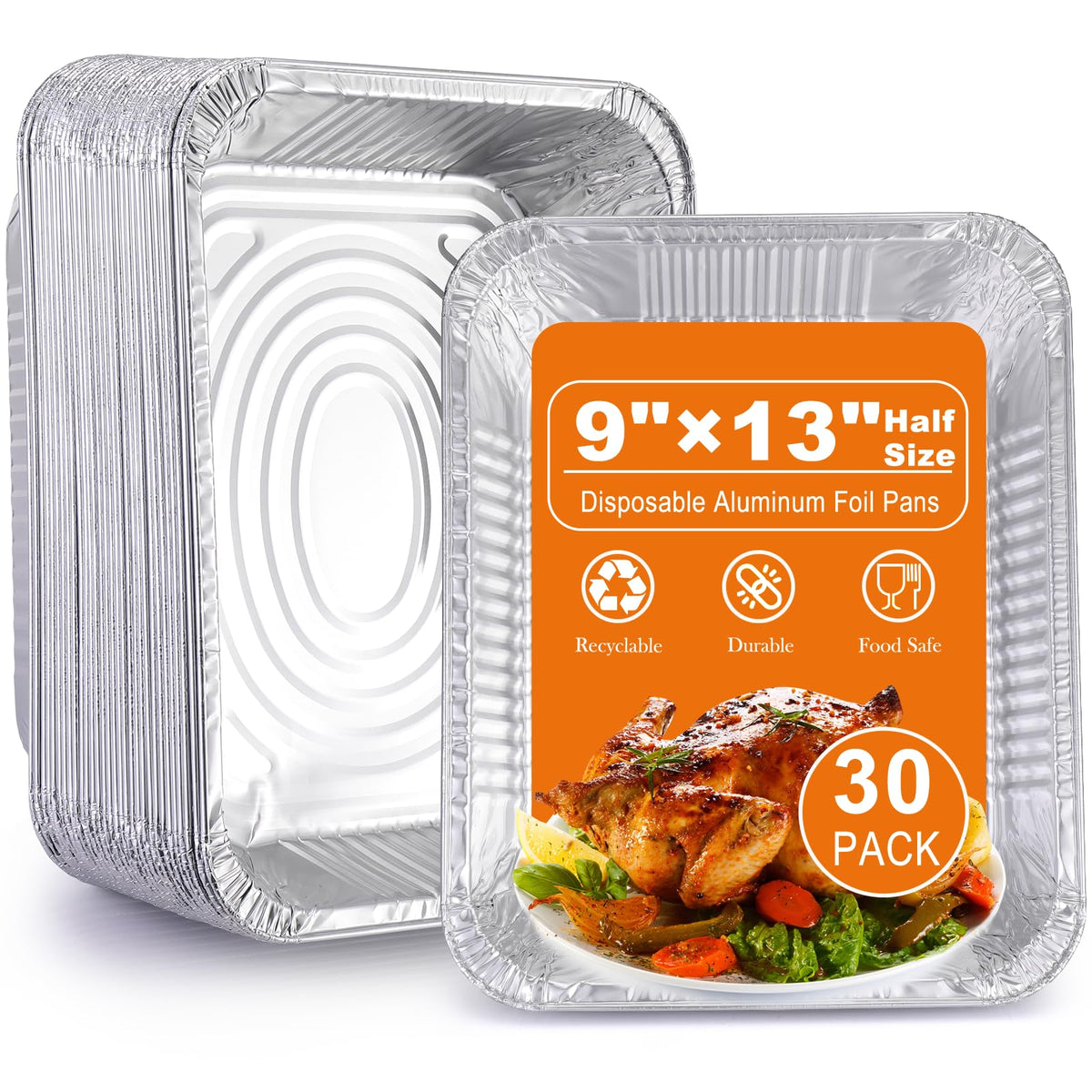 Homewarm half-size foil pans 9x13 pack, ideal for make-ahead meals and simple cleanup.
