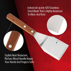 Homi Styles beveled edges spatula slides under food for clean lift