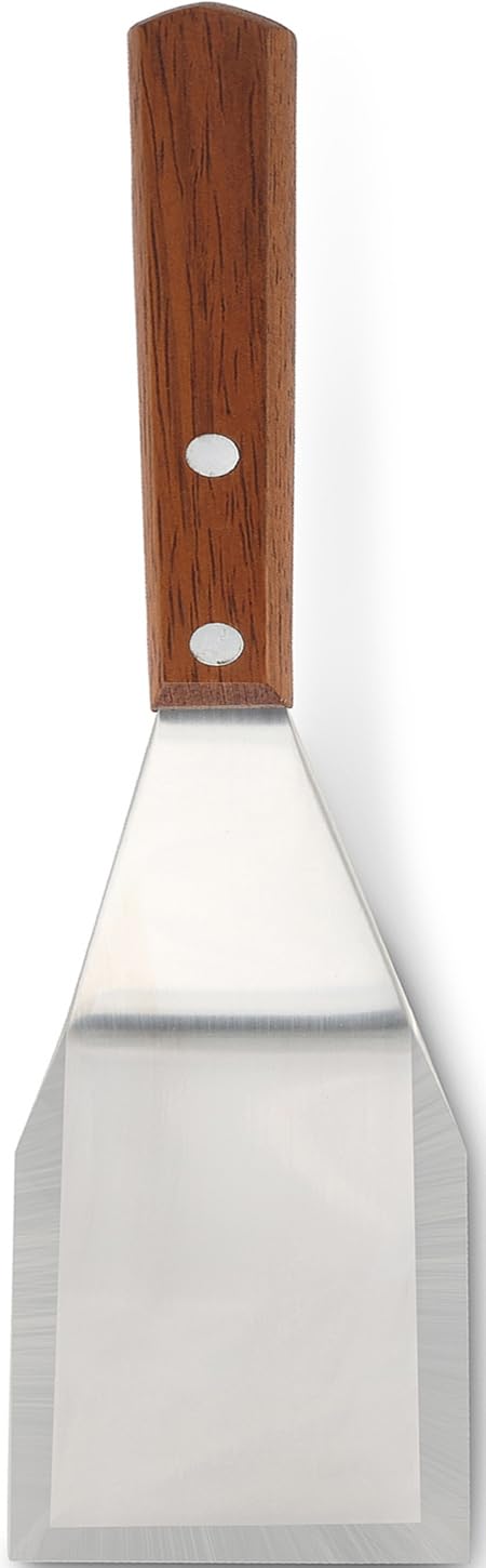 Homi Styles cookie/brownie spatula blade close-up, durable stainless steel for precise flipping