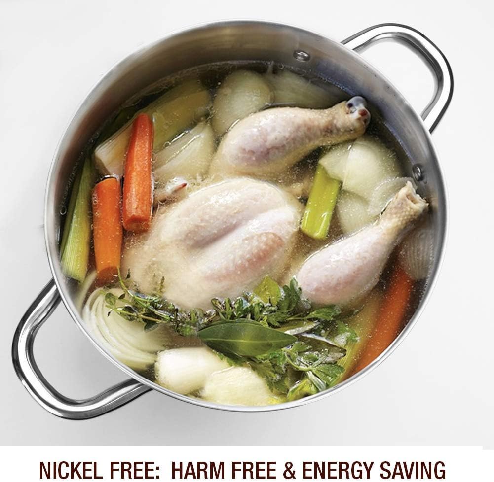 HOMICHEF 3-ply base 4mm stock pot ensures even heat and reduced warping during cooking.