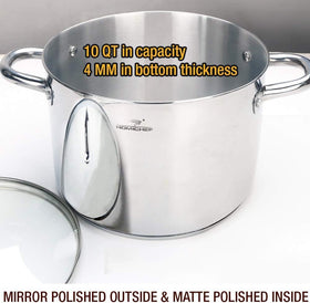 HOMICHEF nickel-free glass lid stock pot enables clear heat monitoring and moisture retention.