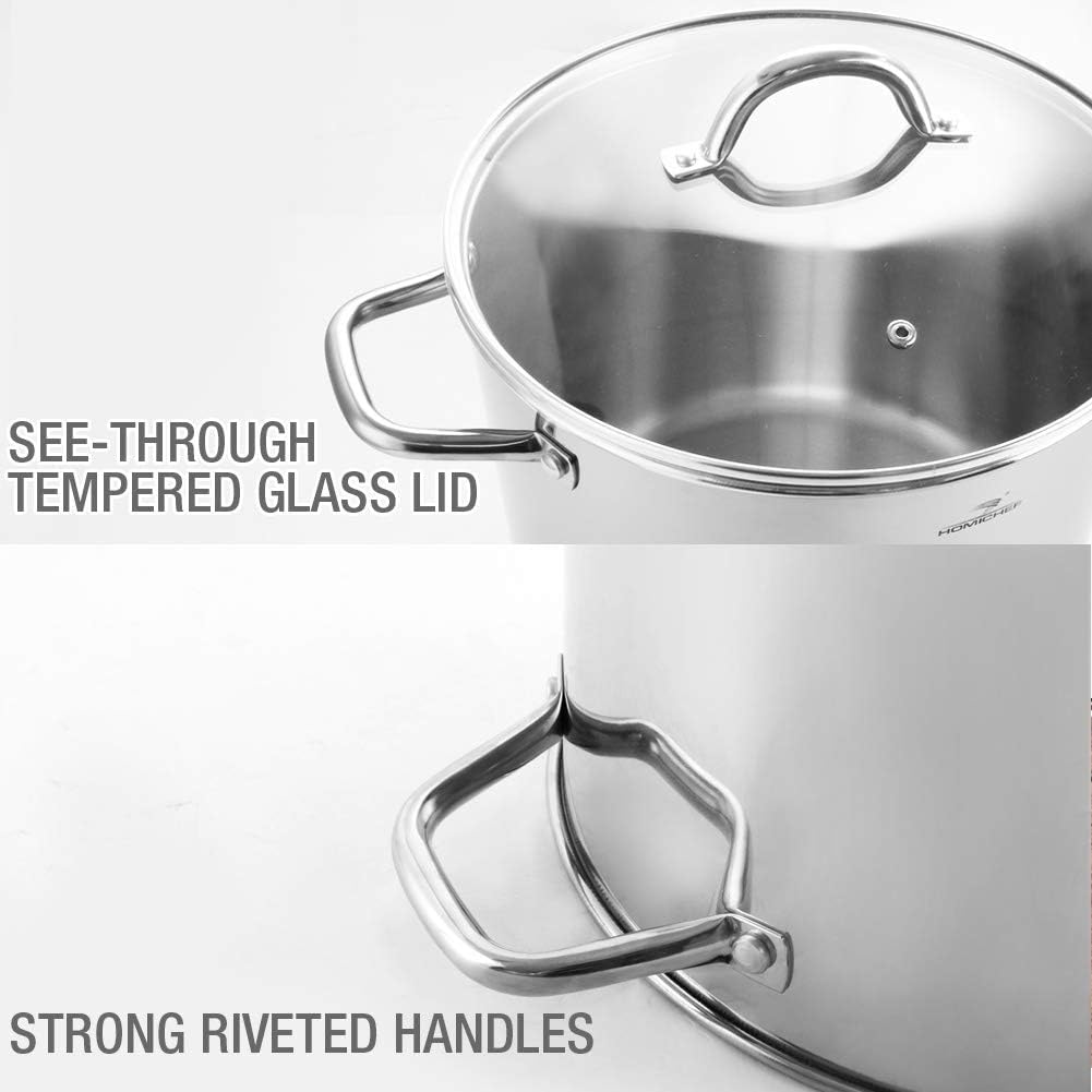 HOMICHEF stock pot is oven safe up to 400°F for finishing dishes.
