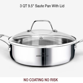 HOMICHEF 8-inch fry pan for small sautés and easy handling.