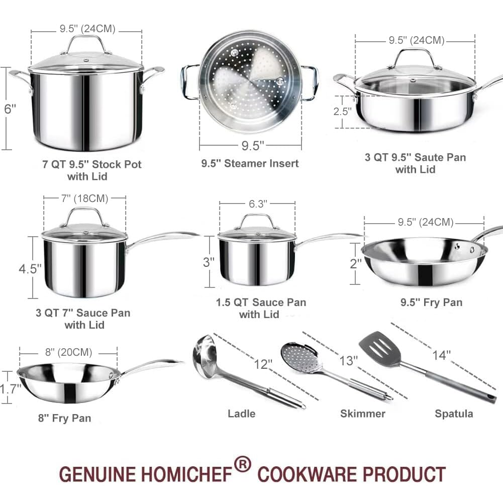 HOMICHEF 3qt saucepan supports sauces with steady simmering.