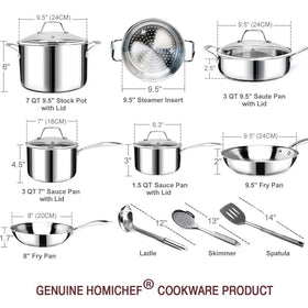 HOMICHEF 3qt saucepan supports sauces with steady simmering.