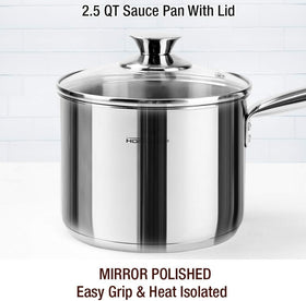HOMICHEF 9.5-inch sauté pan with lid for braising and gentle simmering