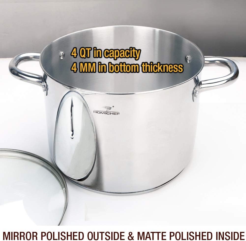 HOMICHEF stock pot with glass lid for clear monitoring of soups