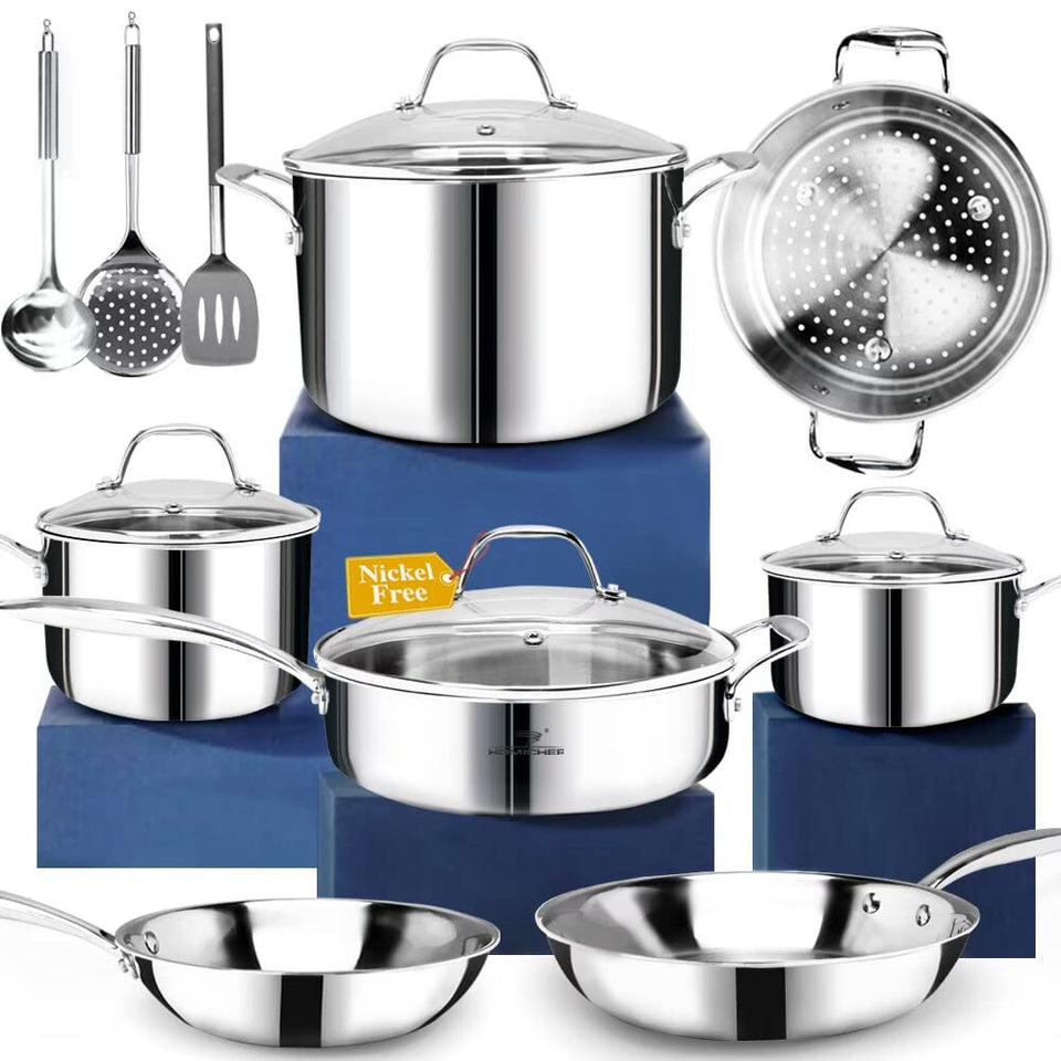 HOMICHEF stockpot 9.5-inch provides even heat for simmering sauces.