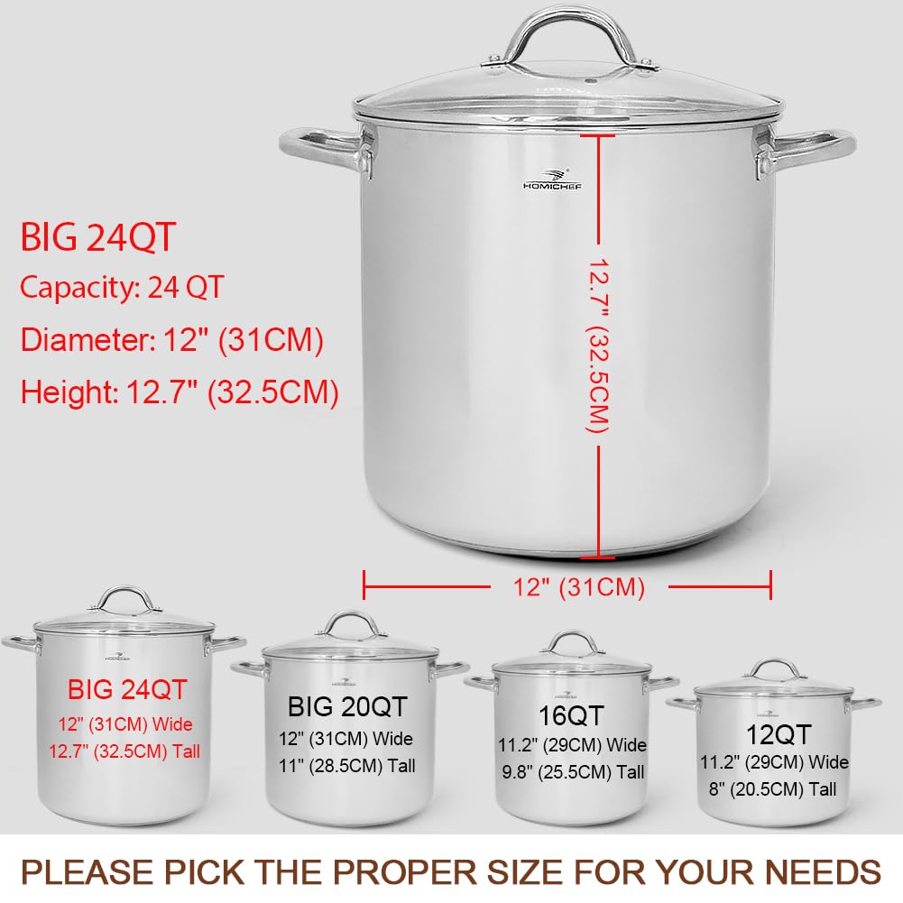 HOMICHEF stockpot with mirror exterior and matte interior for elegant design.