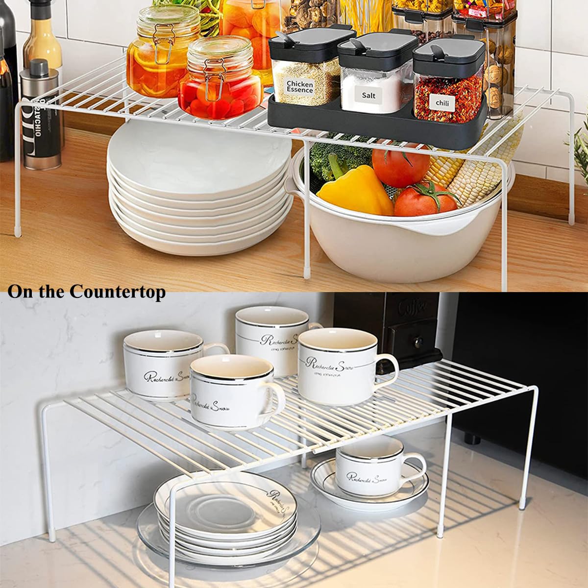 Homics metal shelf with white PR coating for durable kitchen storage.