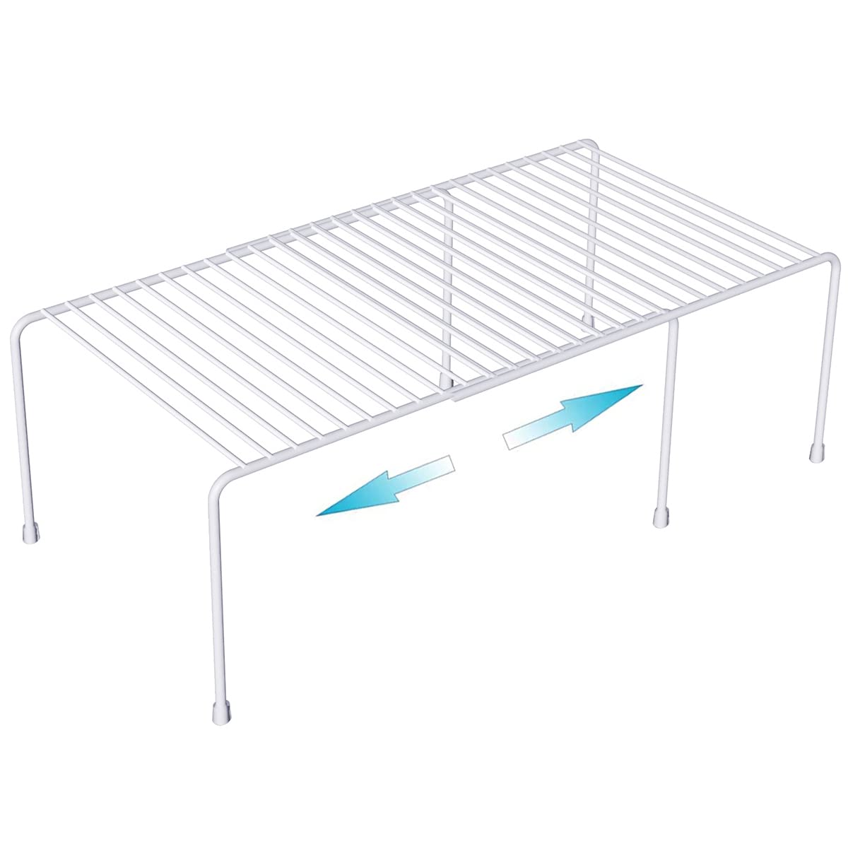 Homics expandable shelf showing adjustable length for pantry spacing.