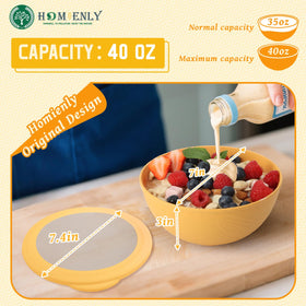 Homienly 40 oz bowls with silicone-edged lids provide airtight meal prep.