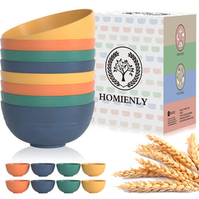Homienly 8pc wheat straw bowls for durable daily cereal servings.