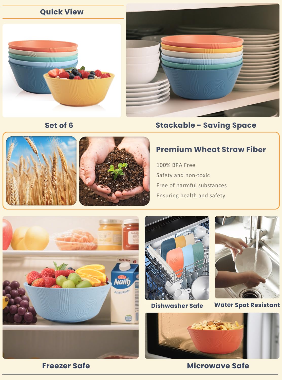 Homienly dishwasher-safe bowls for easy cleaning after meals