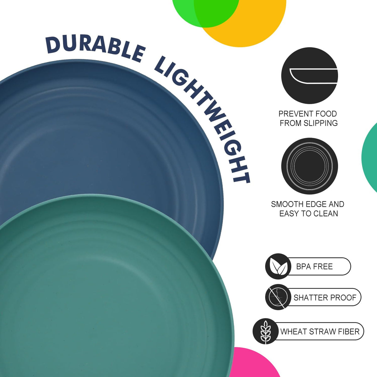 Homienly durable plate alternative ideal for camping and travel without fragile glass risk.