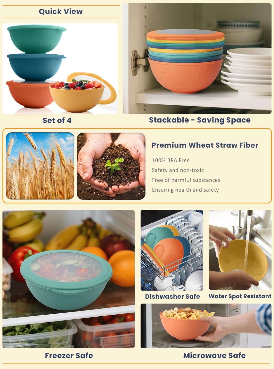 Homienly four-pack is ideal for family meals, camping, and picnics.