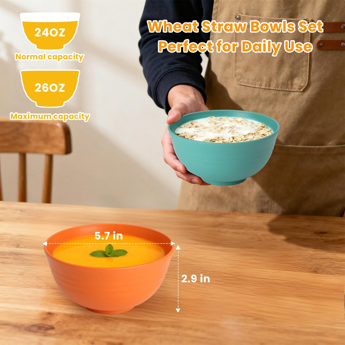 Homienly lightweight unbreakable bowls ideal for easy meals on the go.