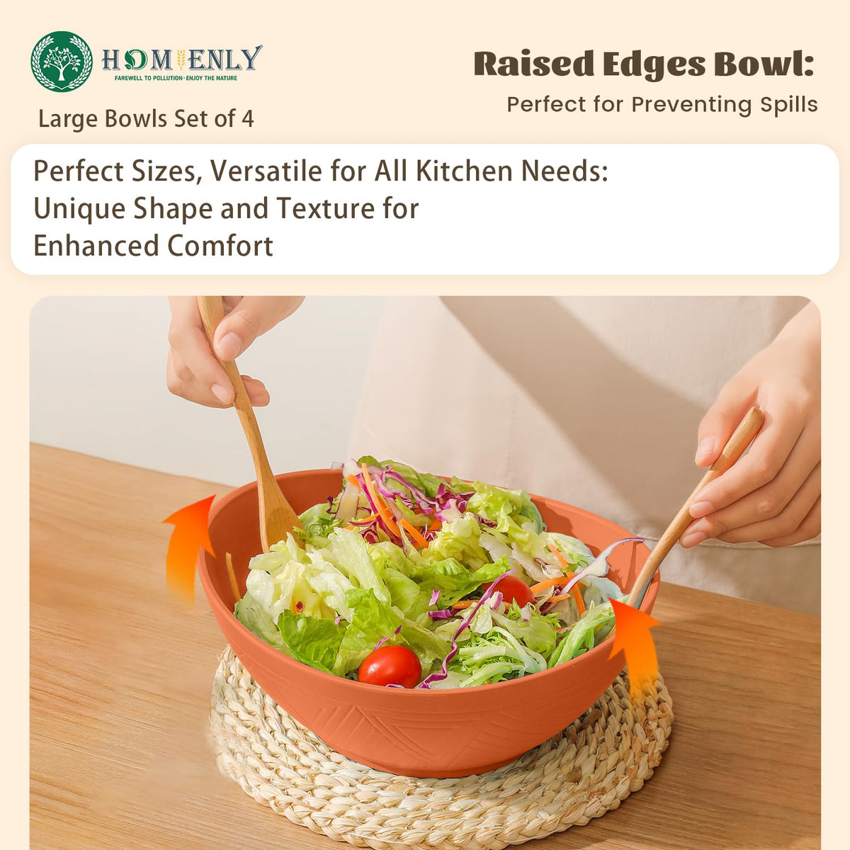 Homienly bowls versatile for salad, pasta, popcorn, and snacks