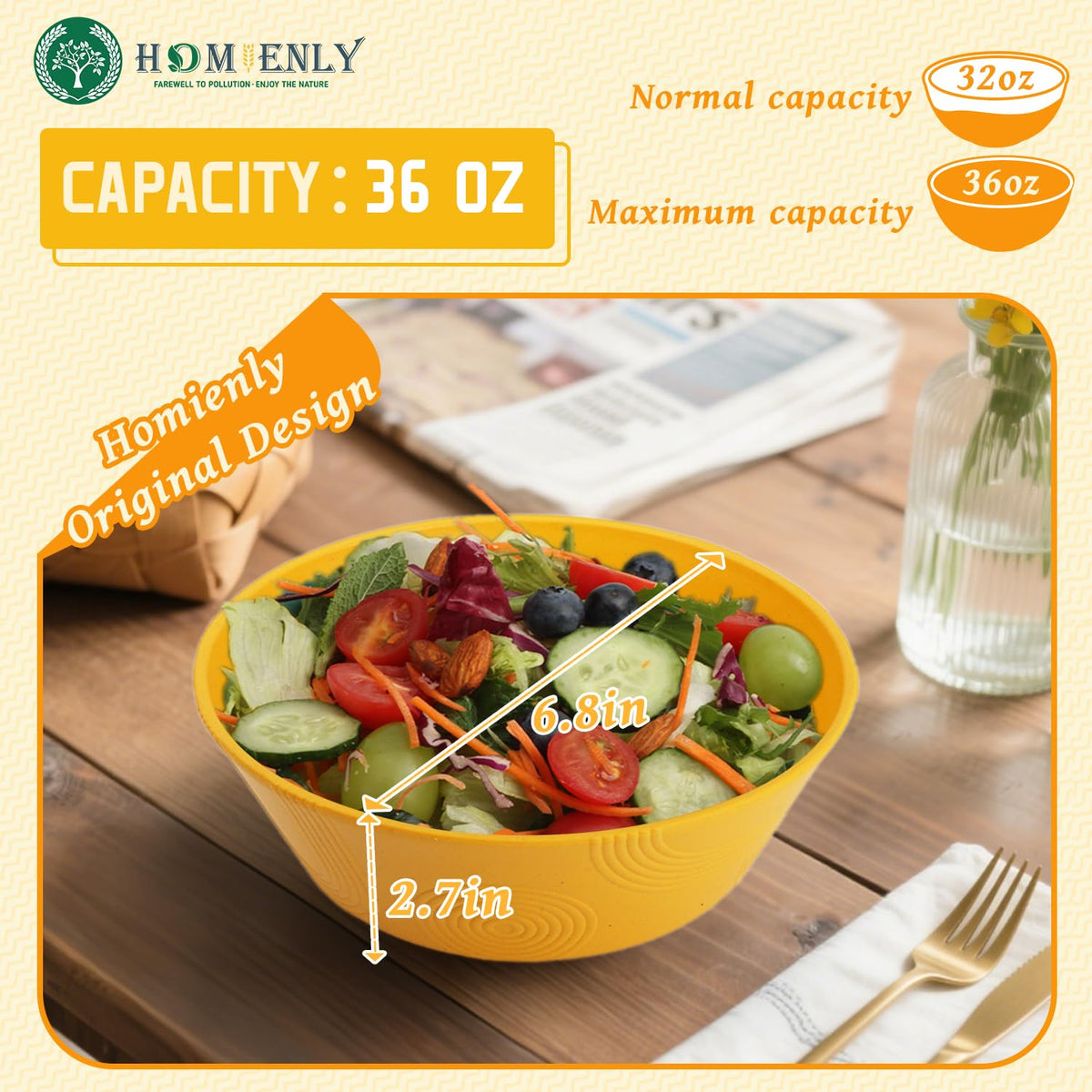 Homienly wheat straw bowls natural material ideal for healthy family meals