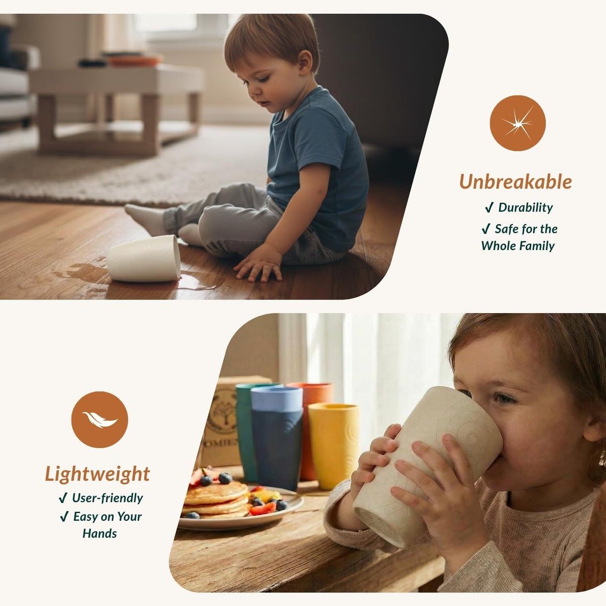 Homienly wheat straw cups 16 oz ideal for kids' drinks and family use.