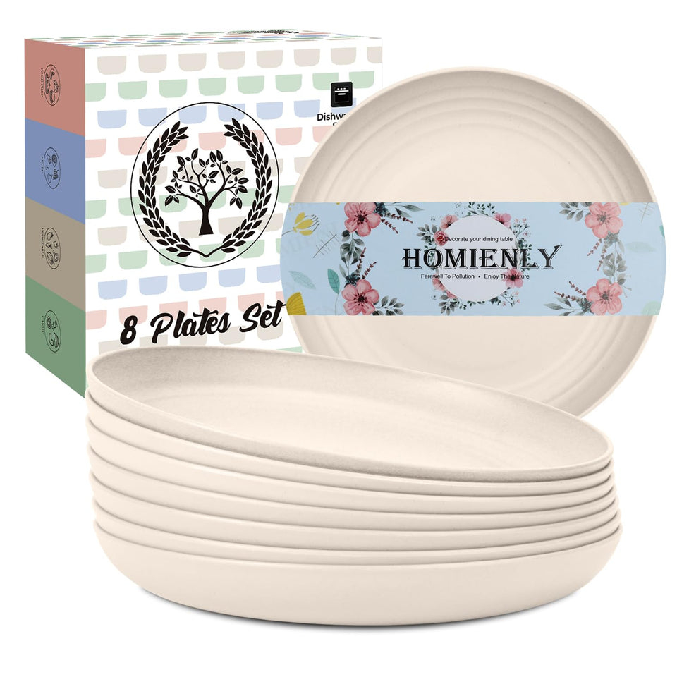 Homienly wheat straw dinner plate close-up, durable and lightweight for everyday meals