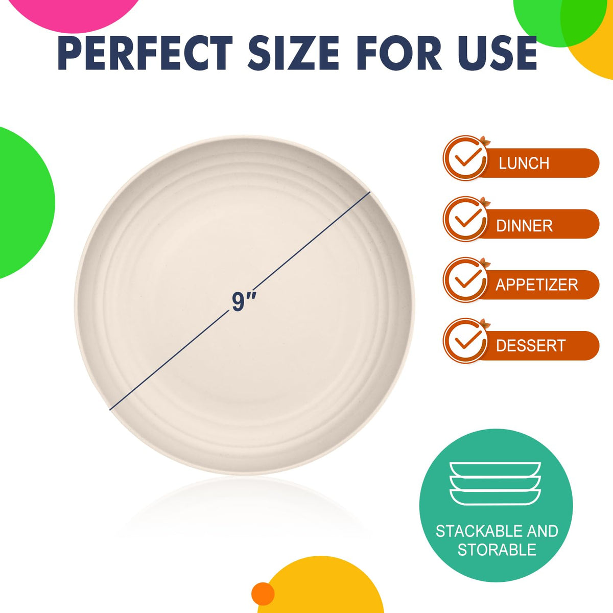 Homienly 9-inch plate on dining table with raised edge to reduce spills
