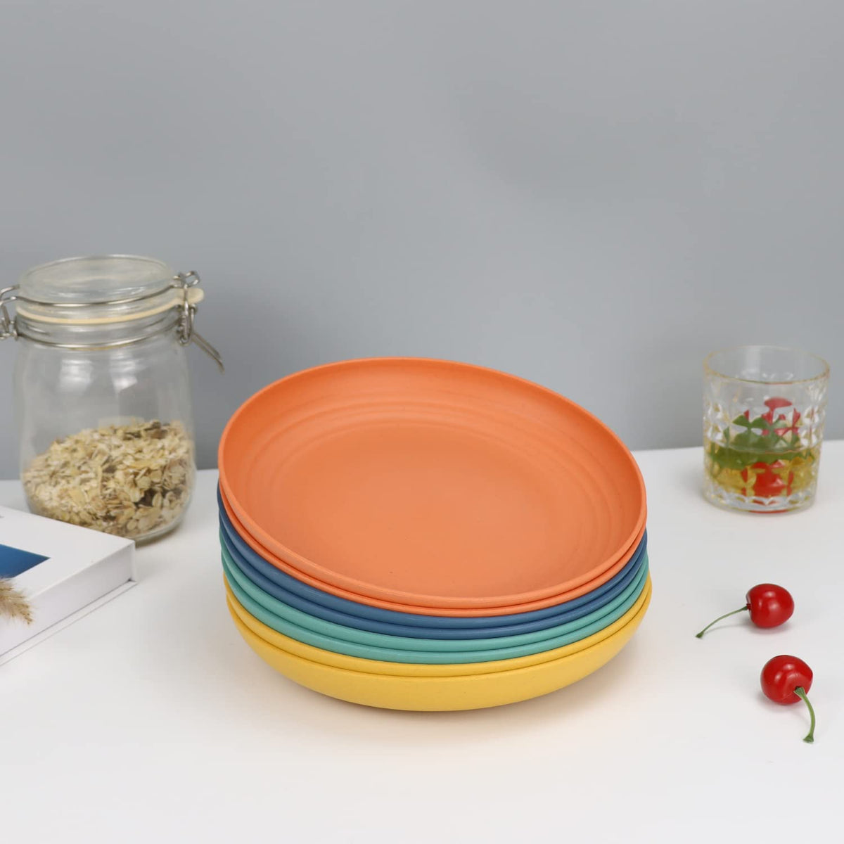 Homienly wheat straw dinner plate with dishwasher safe labeling, simple cleanup.