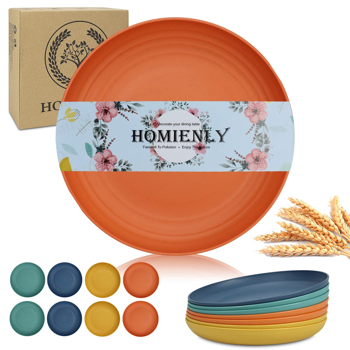 Homienly wheat straw dinner plate microwave safe, quick reheating option.