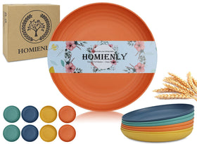 Homienly wheat straw dinner plate orange, lightweight and unbreakable for kids' meals.