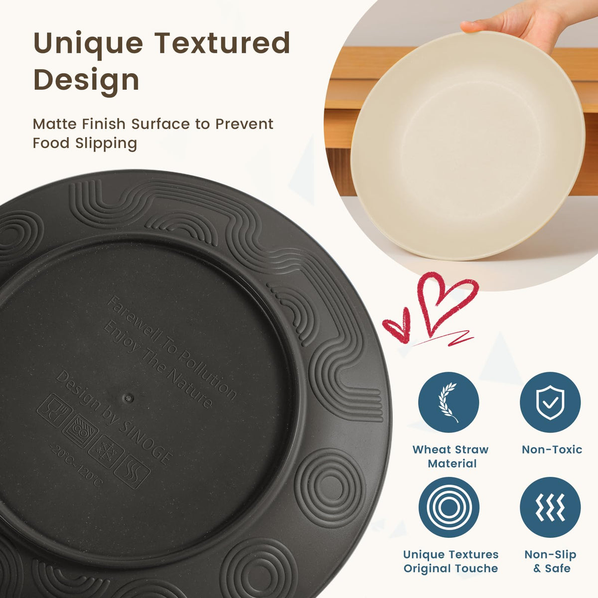 Homienly 6-inch small plate highlighting safe, lightweight design.