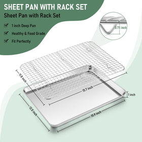 Homikit baking pan side view showing reinforced rolled rims for durability.