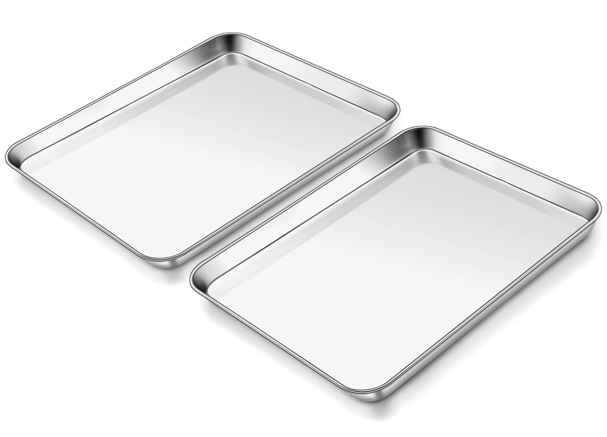 Homikit baking sheet 9x13 stainless steel with a sturdy rust-free surface.