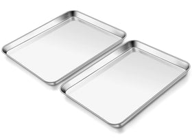 Homikit baking sheet 9x13 stainless steel with a sturdy rust-free surface.