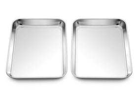 Homikit 9x7 inch stainless steel baking sheet, sturdy and rust-resistant for daily baking.