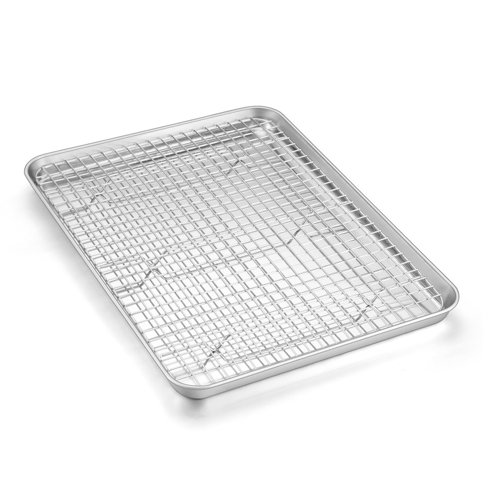 Homikit baking sheet with wire rack set for even browning and easy cleanup.