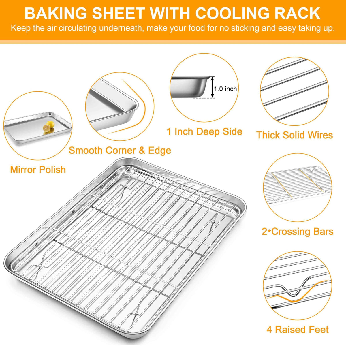 Homikit four-raised-feet rack keeps food elevated for even cooling.
