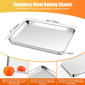 Homikit quarter sheet pan with rolled rim for easy grip.