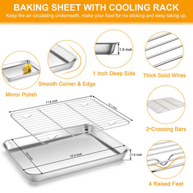 Homikit quarter sheet pan with rack nest storage design for space saving
